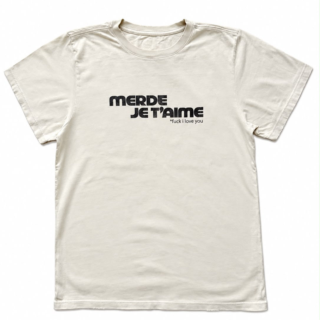 Merde Je t’aime distressed t-shirt (one of a Kind)